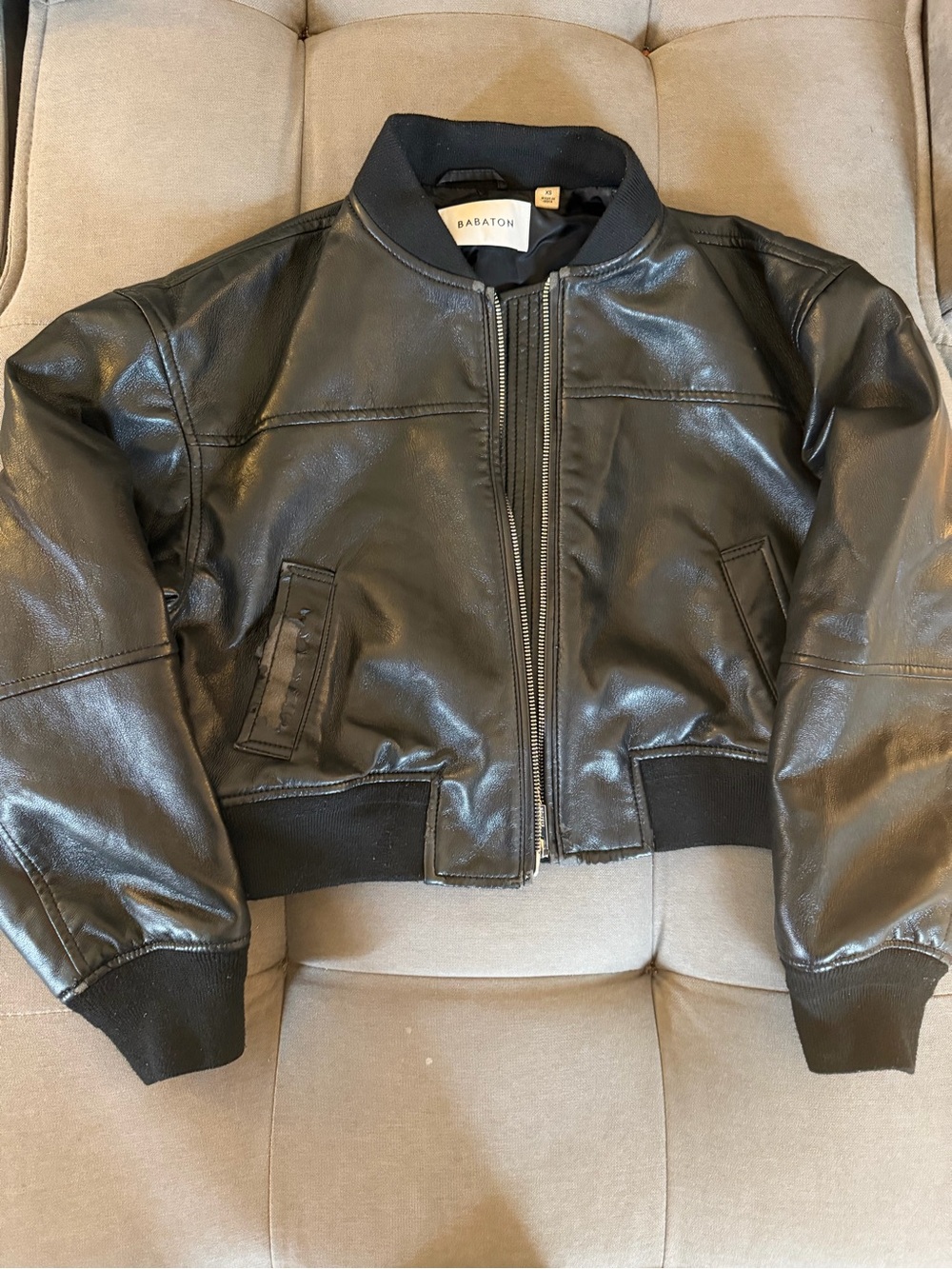 Babaton Black Leather Bomber Jacket